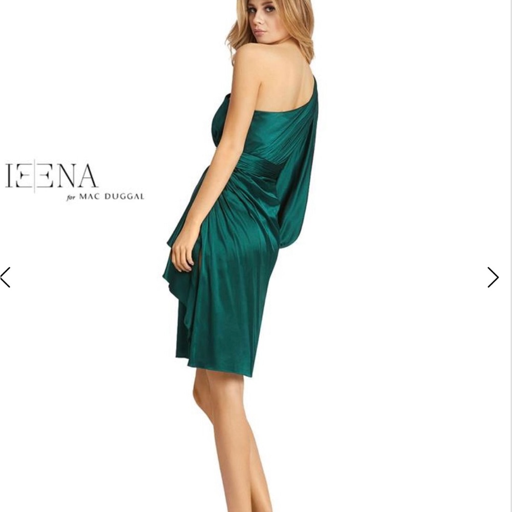 Mac Duggal One-Shoulder Green Dress Ieena - Picture 3 of 6